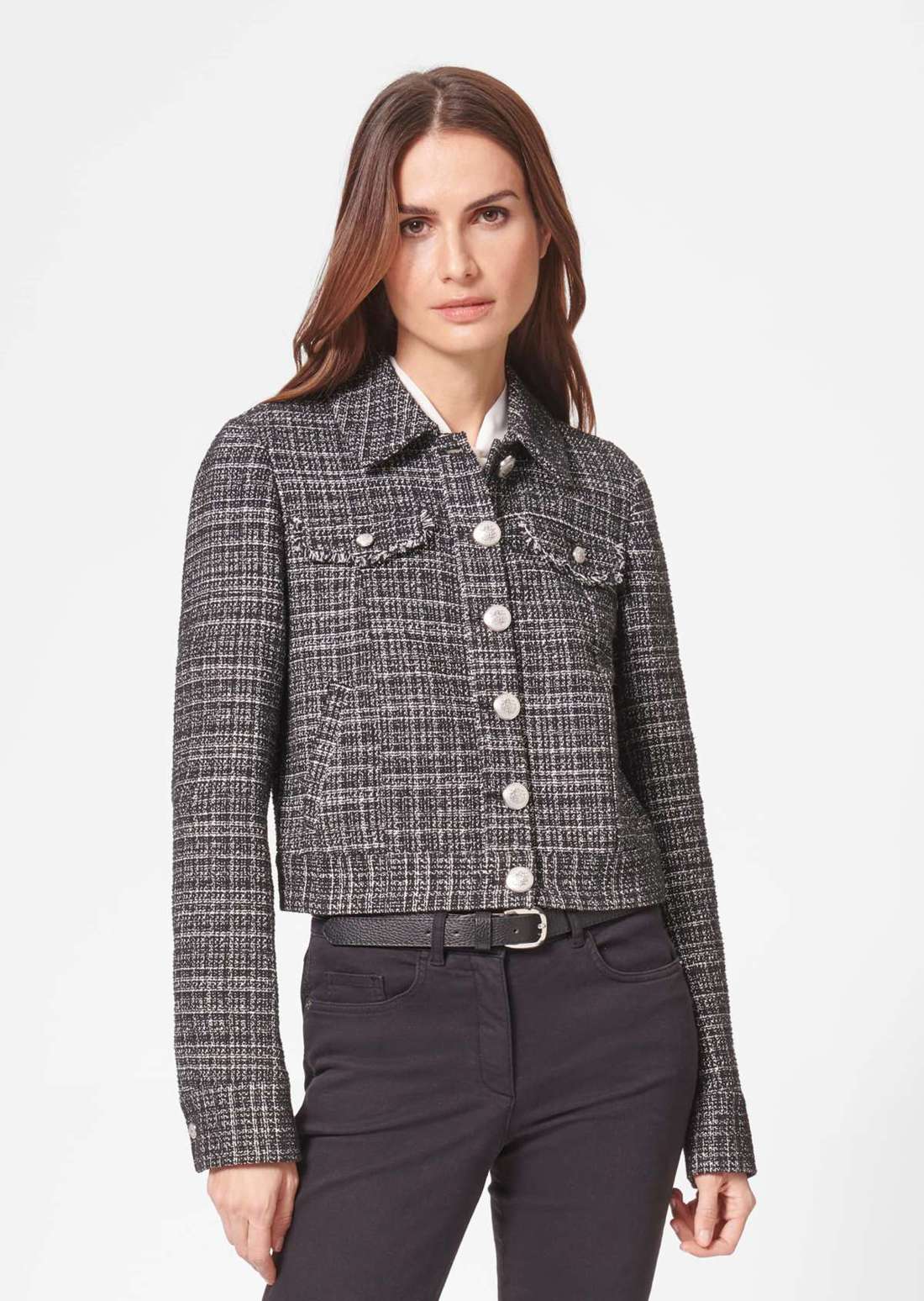 Короткий твидовый пиджак