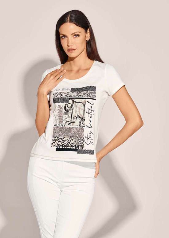 Модная рубашка с принтом и пайетками