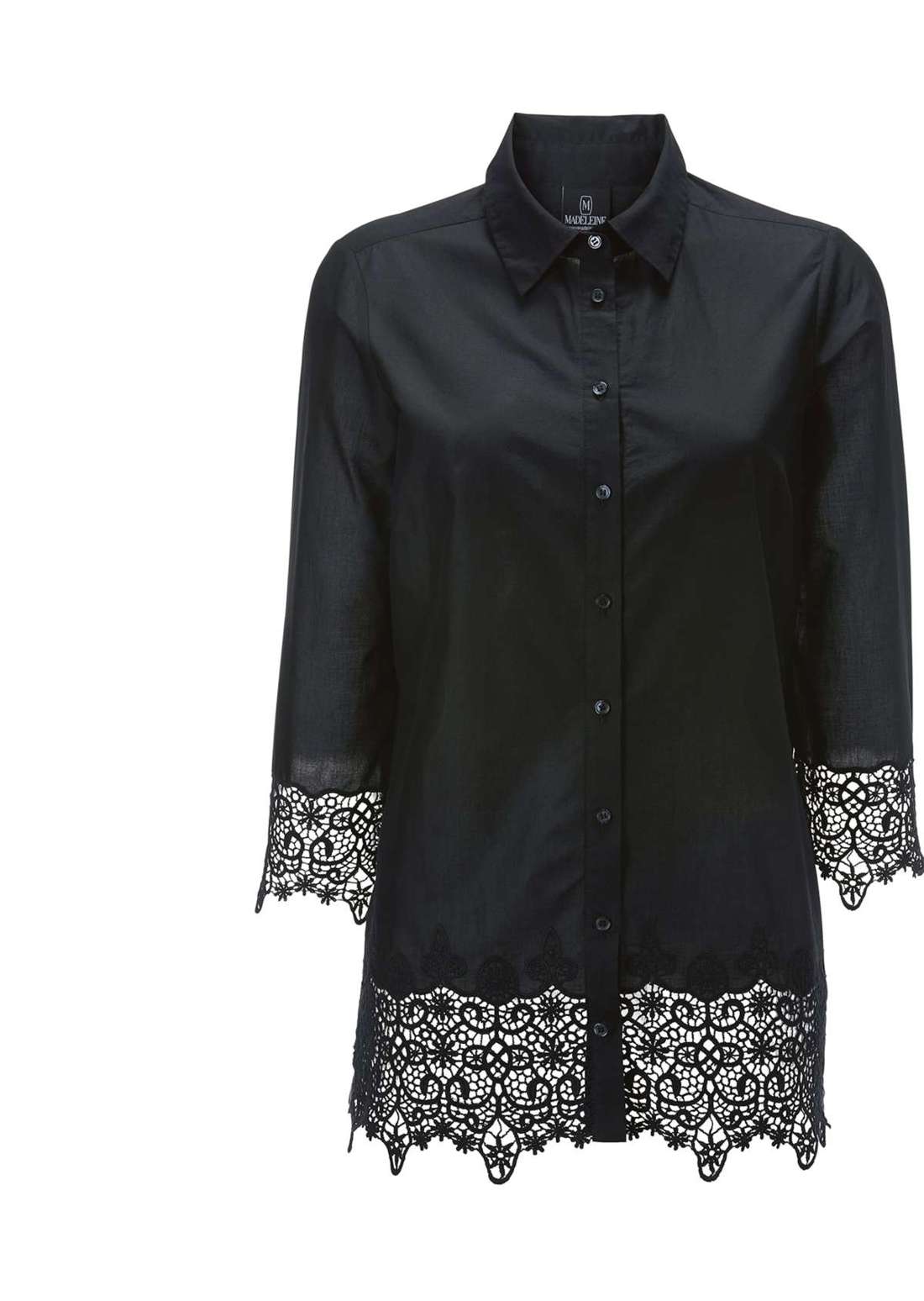 Хлопковая блузка с кружевной отделкой