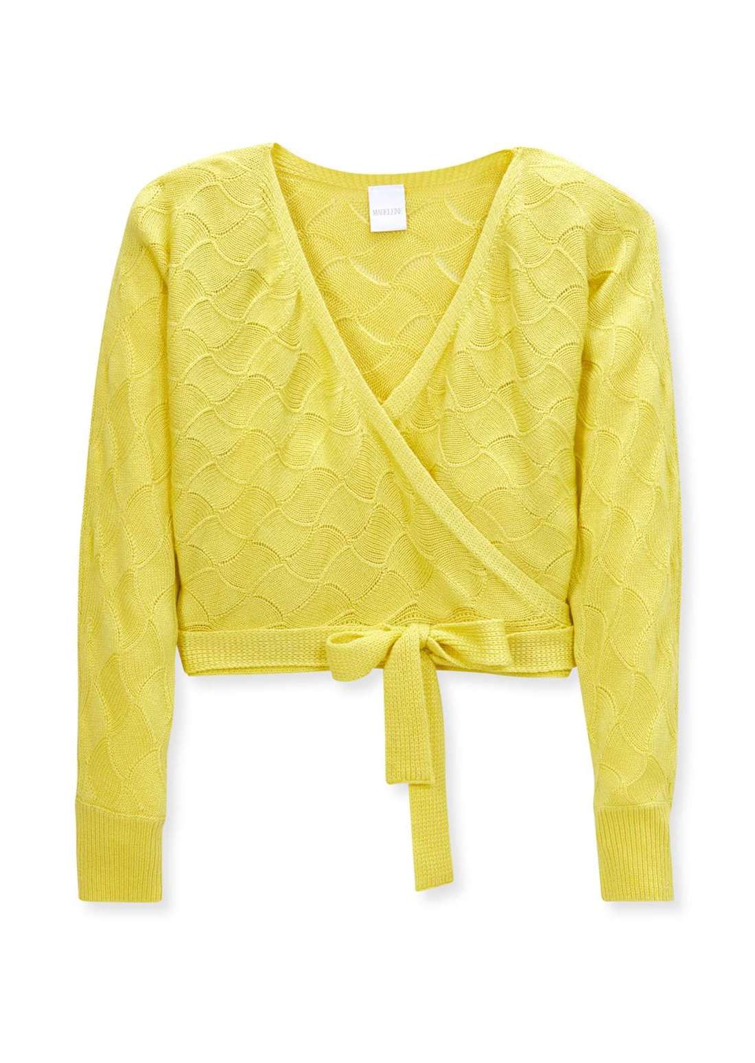 Кардиган женственной формы с запахом.