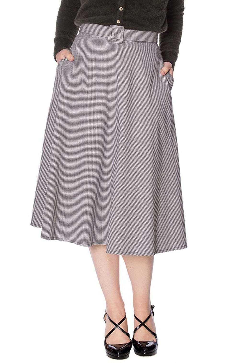 Юбка-трапеция Betty с узором «гусиные лапки» в стиле ретро, винтажная распашная юбка