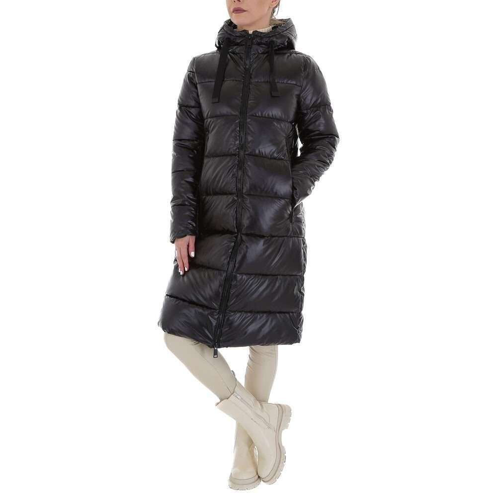 Зимнее пальто женское для досуга с капюшоном на подкладке, черное