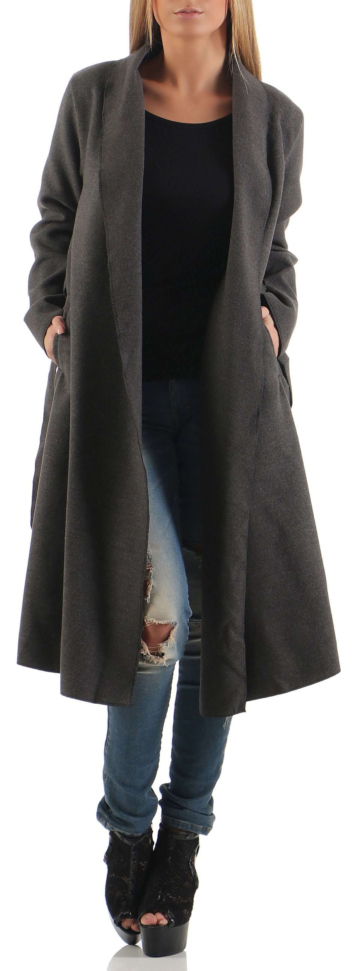 Длинное пальто 3050 Элегантное пальто с поясом.