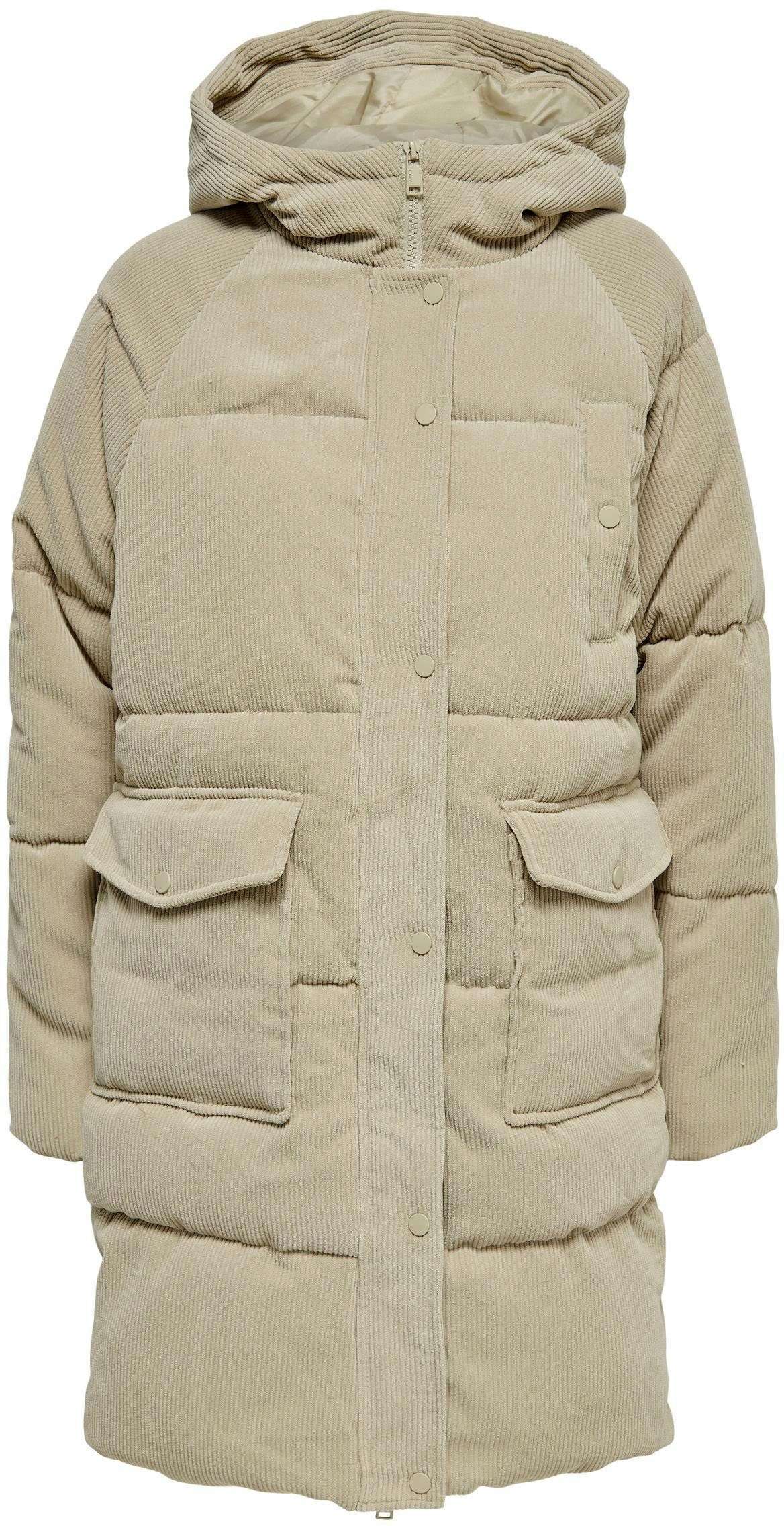 Стеганое пальто ONLCANDY CORDUROY LONG PUFFER CC OTW с капюшоном