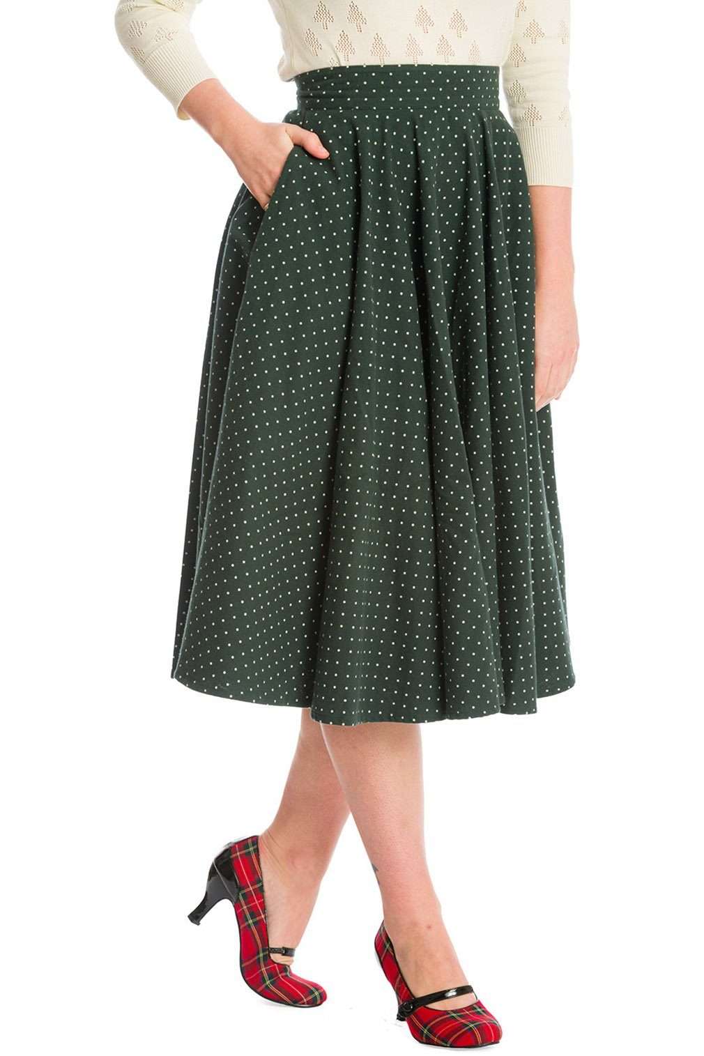 Юбка-трапеция Cosy Spot Зеленая винтажная распашная юбка в стиле ретро