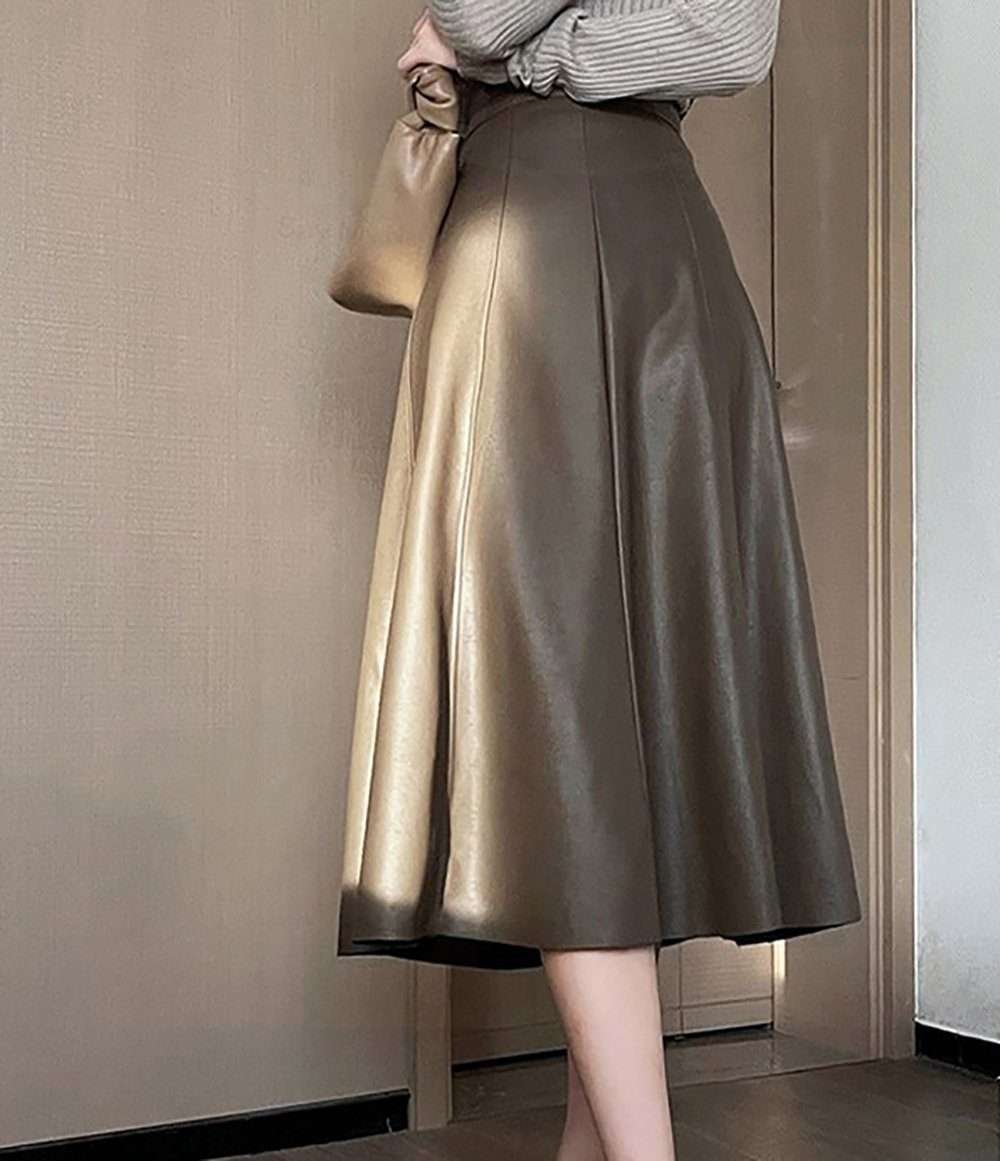 Юбка-трапеция, женская юбка, элегантная пригородная юбка в стиле ретро с завышенной талией, юбка длиной до колена