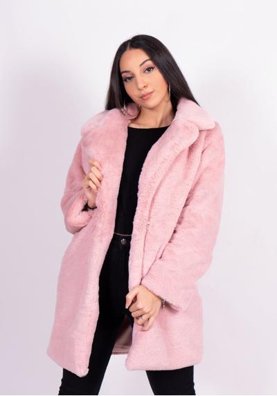 Куртка из искусственного меха розового уютного тканого пальто оверсайз