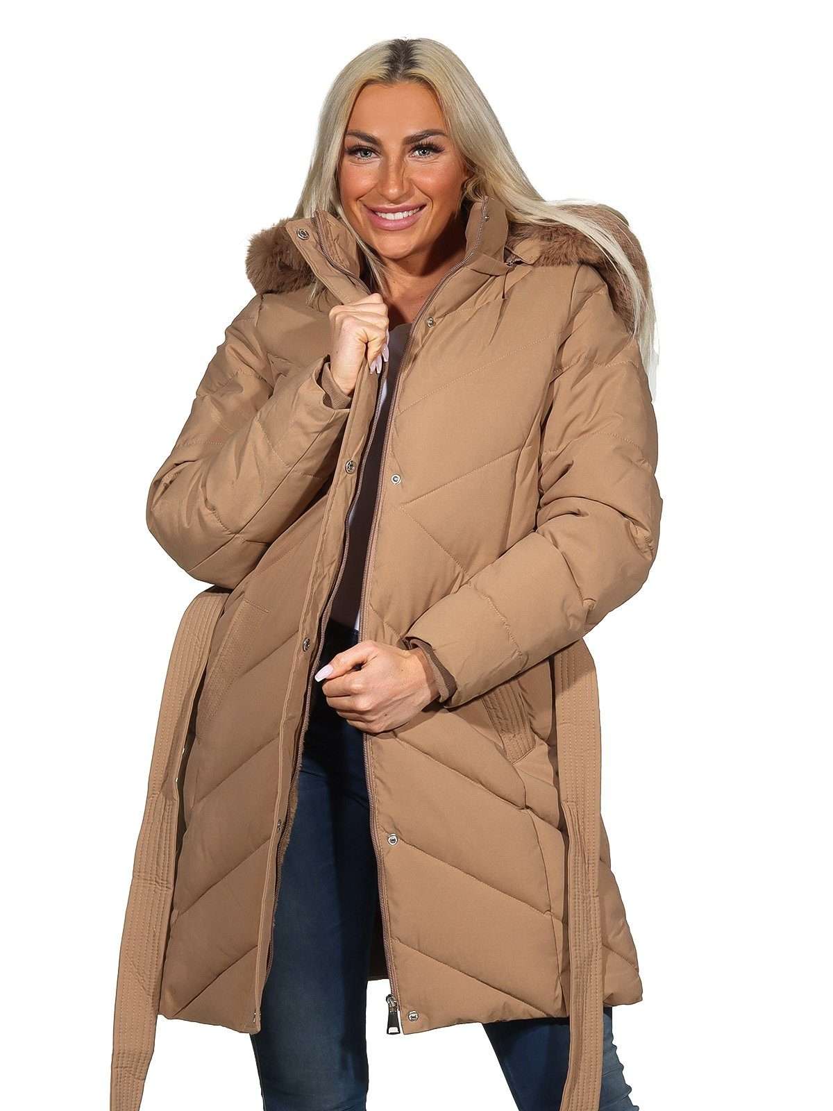 Полупальто стеганое женское пальто диагонально стеганое со съемным завязывающимся поясом