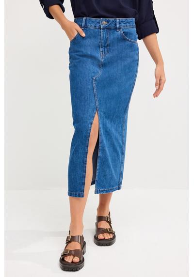 Джинсовая юбка джинсовая юбка-миди с разрезом спереди (1 шт.)