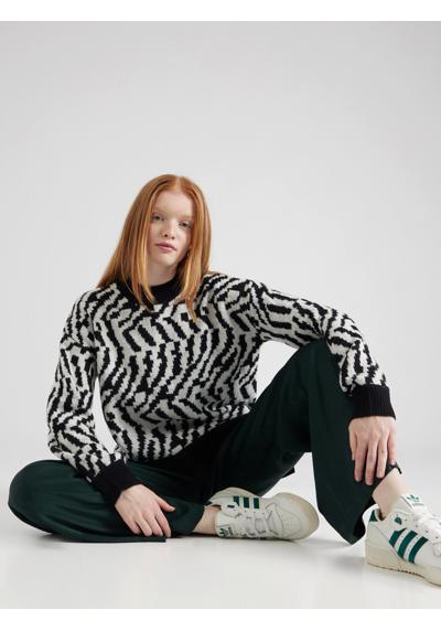 Пуловер Collection с круглым вырезом и абстрактным жаккардовым узором