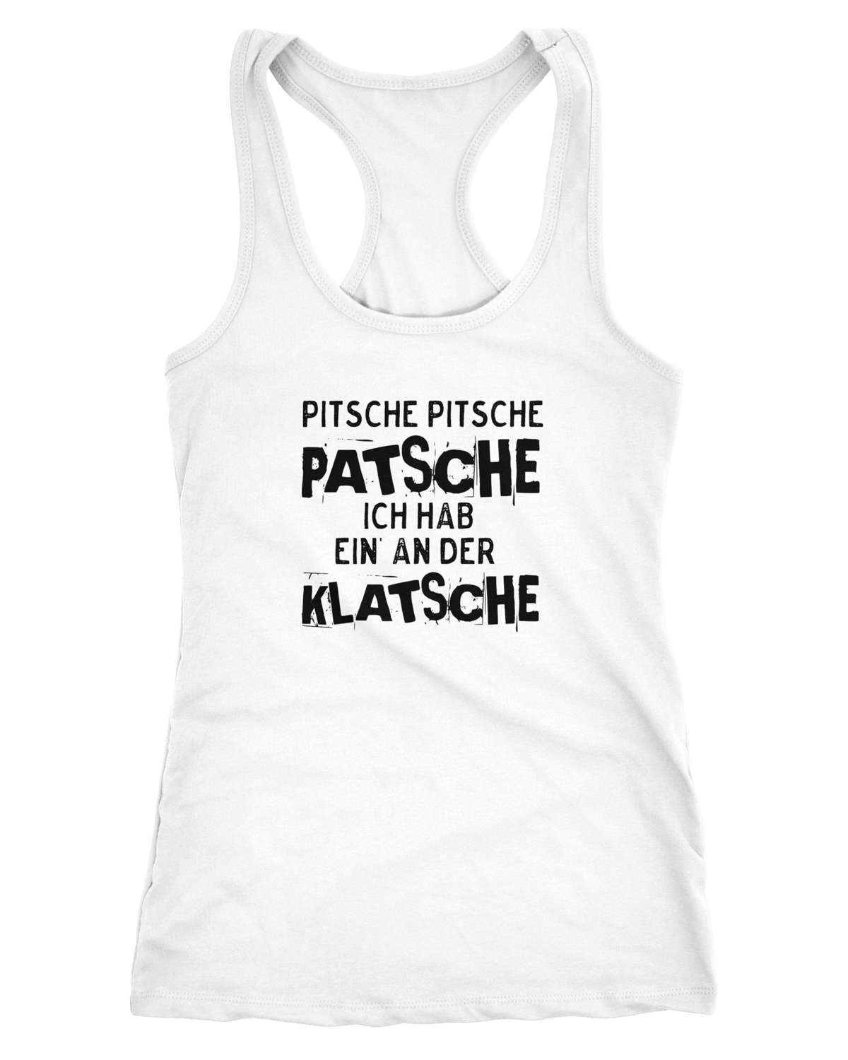 Майка женская безрукавка с надписью Pitsche Pitsche Patsche У меня есть одна на шлепке Racerback ®