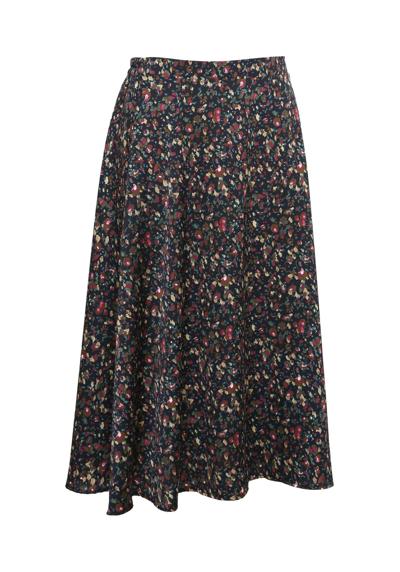 Юбка-трапеция длинная атласная юбка с цветочным узором