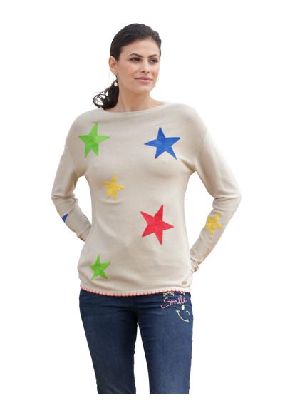 Вязаный пуловер со звездной вышивкой
