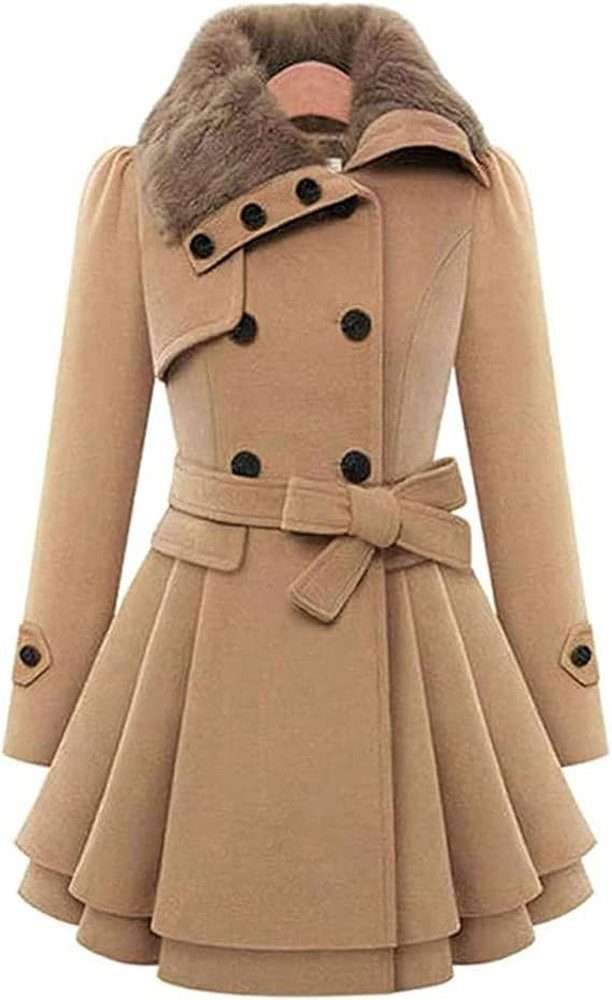 Женское шерстяное пальто дафлкот с поясом