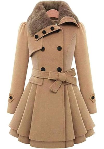 Женское шерстяное пальто дафлкот с поясом