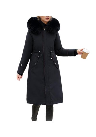 Зимнее пальто, зимнее пальто средней длины для женщин, ветронепроницаемое пальто с утолщенным меховым воротником и