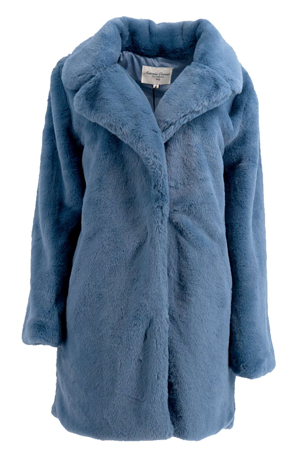 Куртка из искусственного меха Синяя шуба оверсайз из плетеной шубы