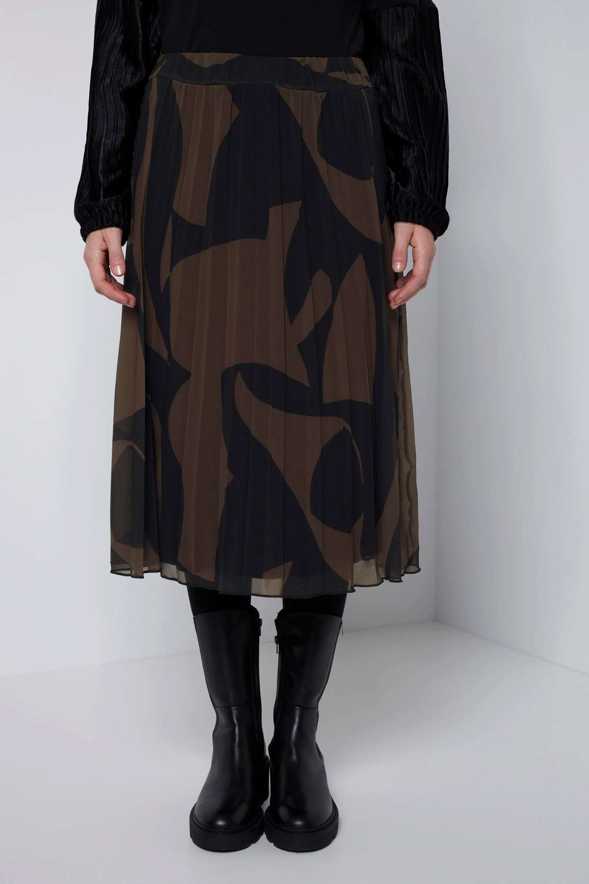 Кожаная юбка плиссированная юбка Identity шифоновый эластичный пояс