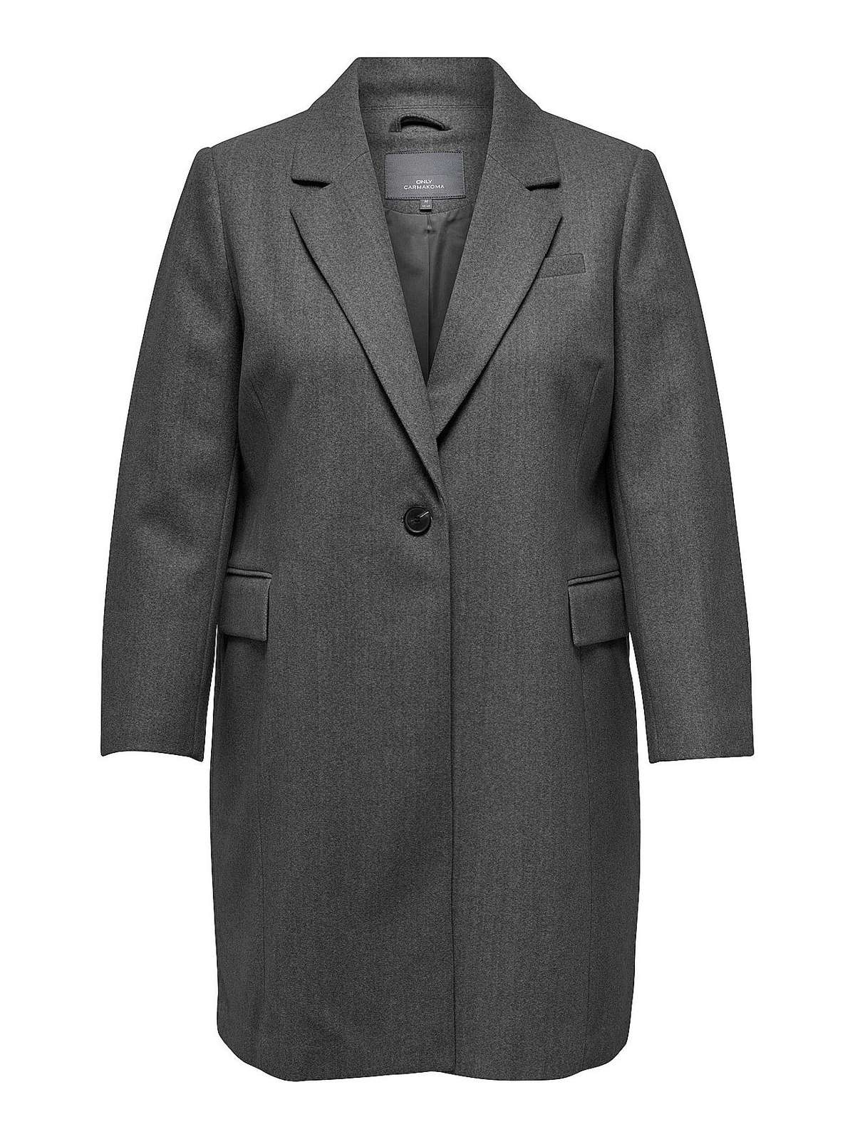 Короткое зимнее пальто-переходник больших размеров CARNANCY 5741 темно-серого цвета