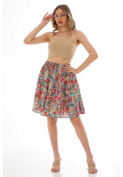 Летняя юбка многоярусная юбка с цветочным принтом и эластичным поясом