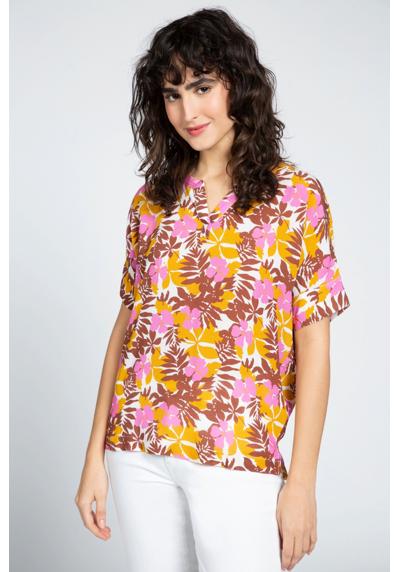 Туника-блузка-туника с цветочным принтом и половиной рукавов