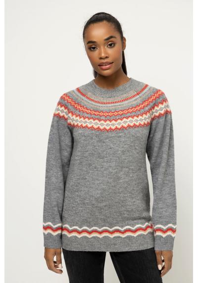 Вязаный свитер Норвежский свитер с круглым вырезом и длинным рукавом