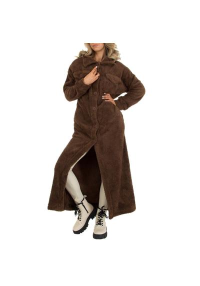 Вязаное женское пальто для отдыха легкое пальто темно-коричневого цвета.