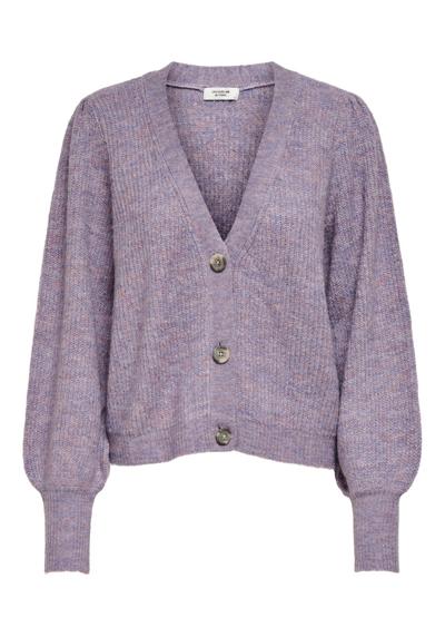 Вязаный свитер Короткий вязаный свитер JDYDREA кардиган с пышными рукавами 3696 фиолетового цвета