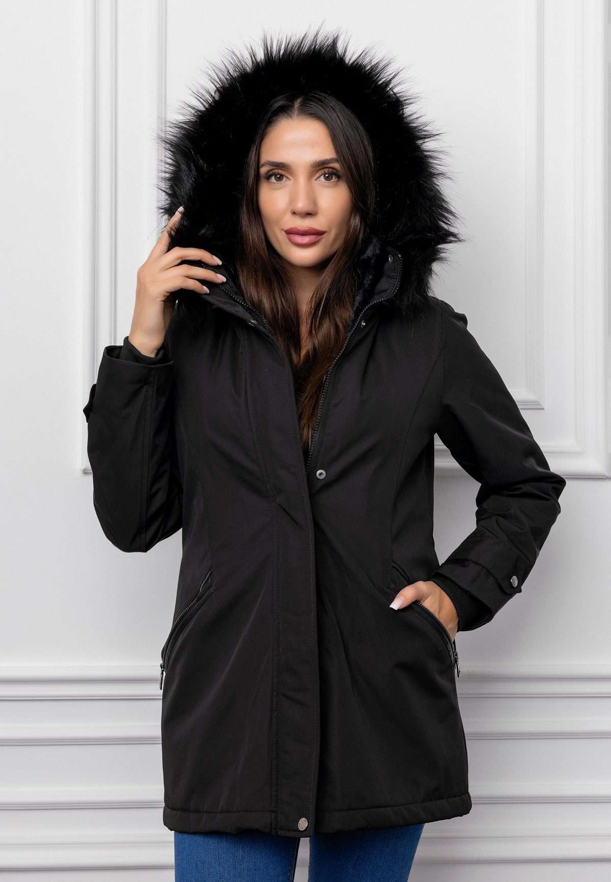 Зимнее пальто пальто с капюшоном и потайной молнией