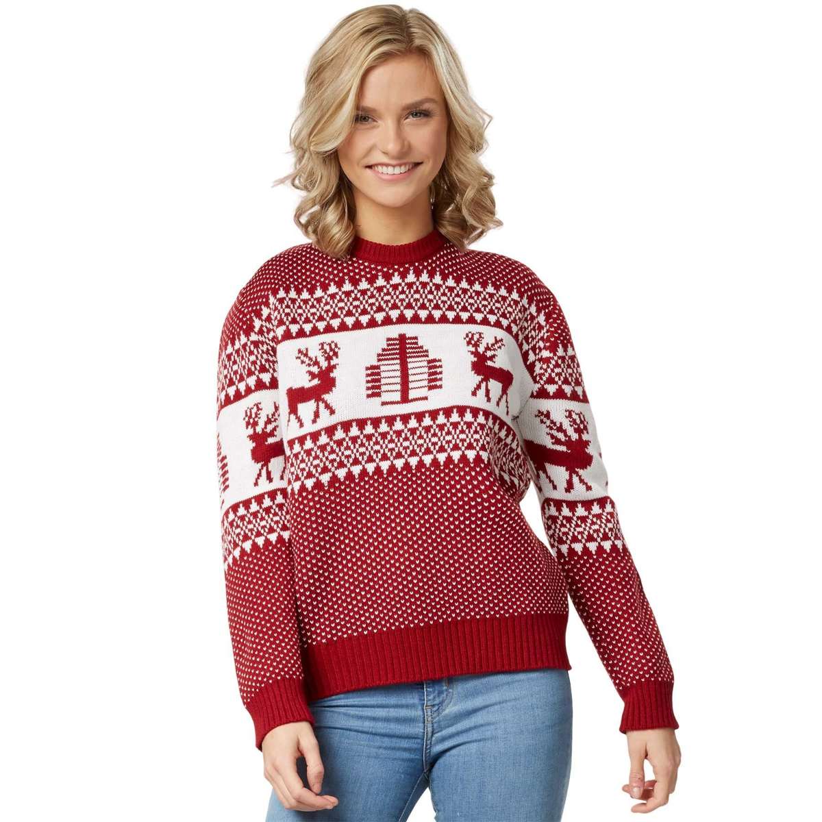 Рождественский свитер Рождественский свитер зимняя страна чудес красно-белый для