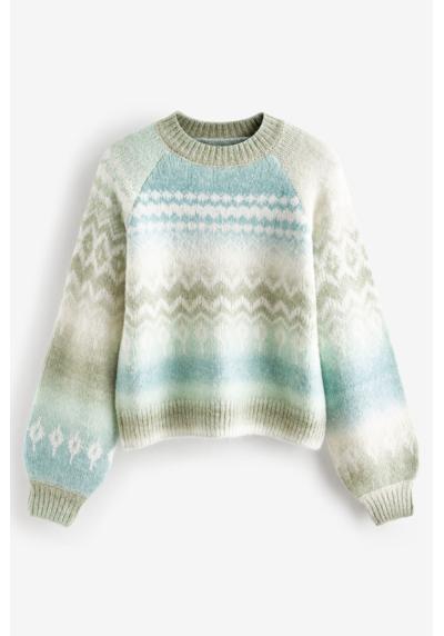 Свитер-пуловер с круглым вырезом и круглым вырезом норвежского узора (1 шт.)