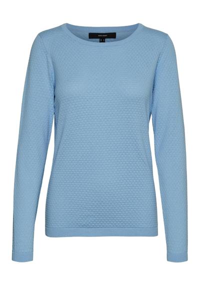 Вязаный свитер тонкой вязки с круглым вырезом и длинными рукавами VMCARE 4592 синего цвета