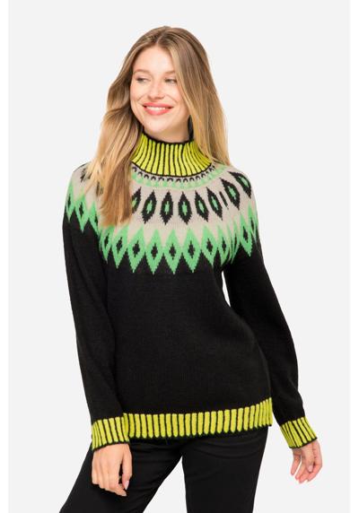 Вязаный свитер, норвежский свитер, содержание шерсти, воротник стойка, длинный рукав.