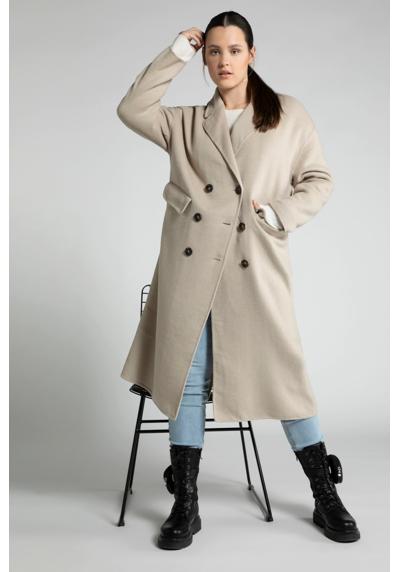 Длинное пальто шерстяное пальто оверсайз с лацканами и длинным рукавом премиум класса