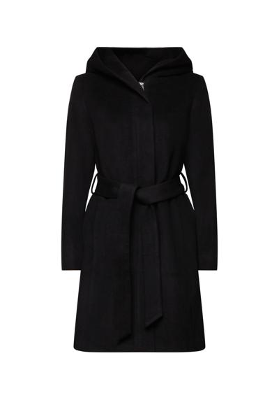 Пальто из переработанной шерсти: пальто с капюшоном из смесовой шерсти и поясом.