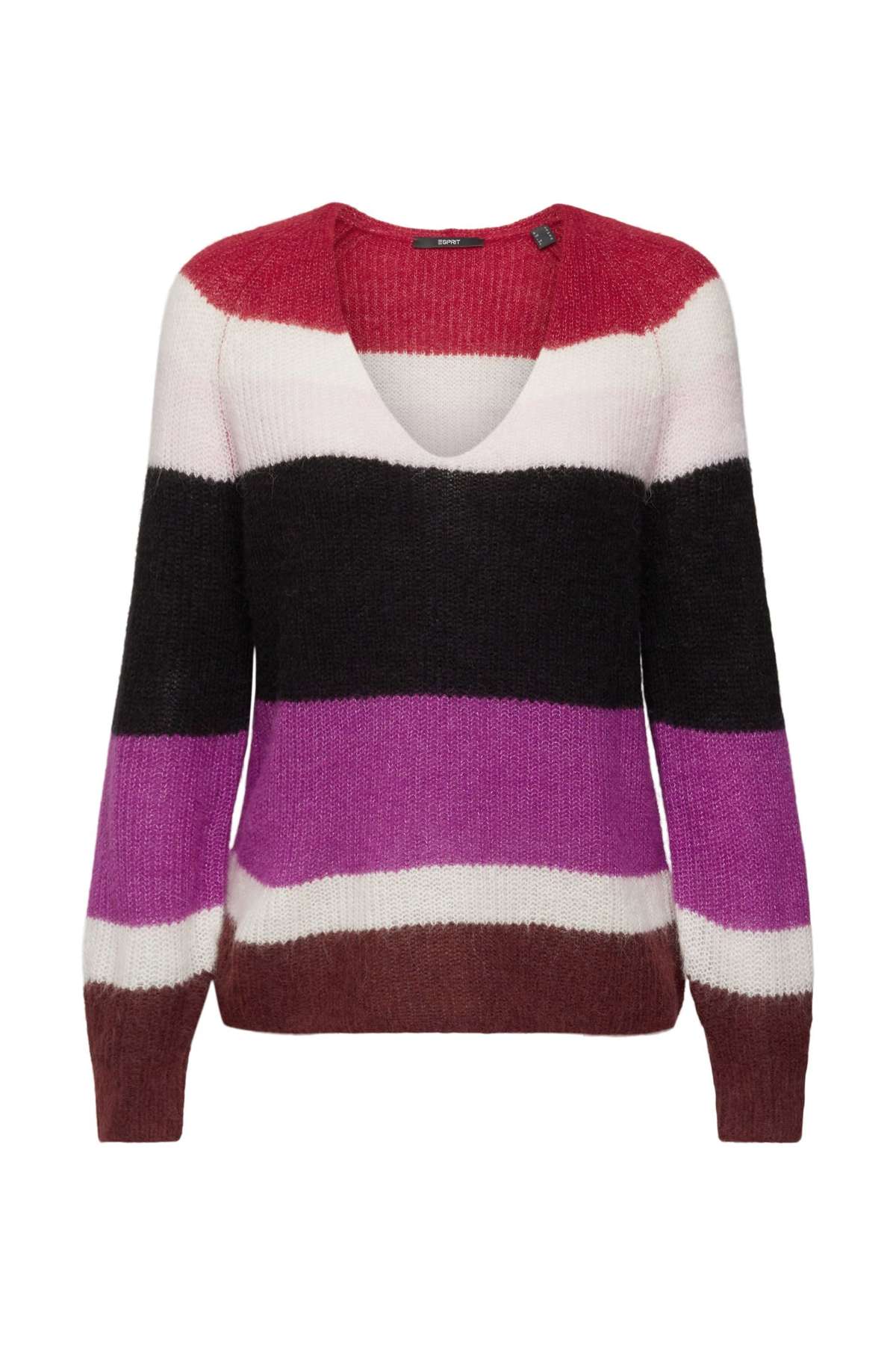 Коллекция Свитер с V-образным вырезом Полосатый свитер с V-образным вырезом из шерсти и альпаки