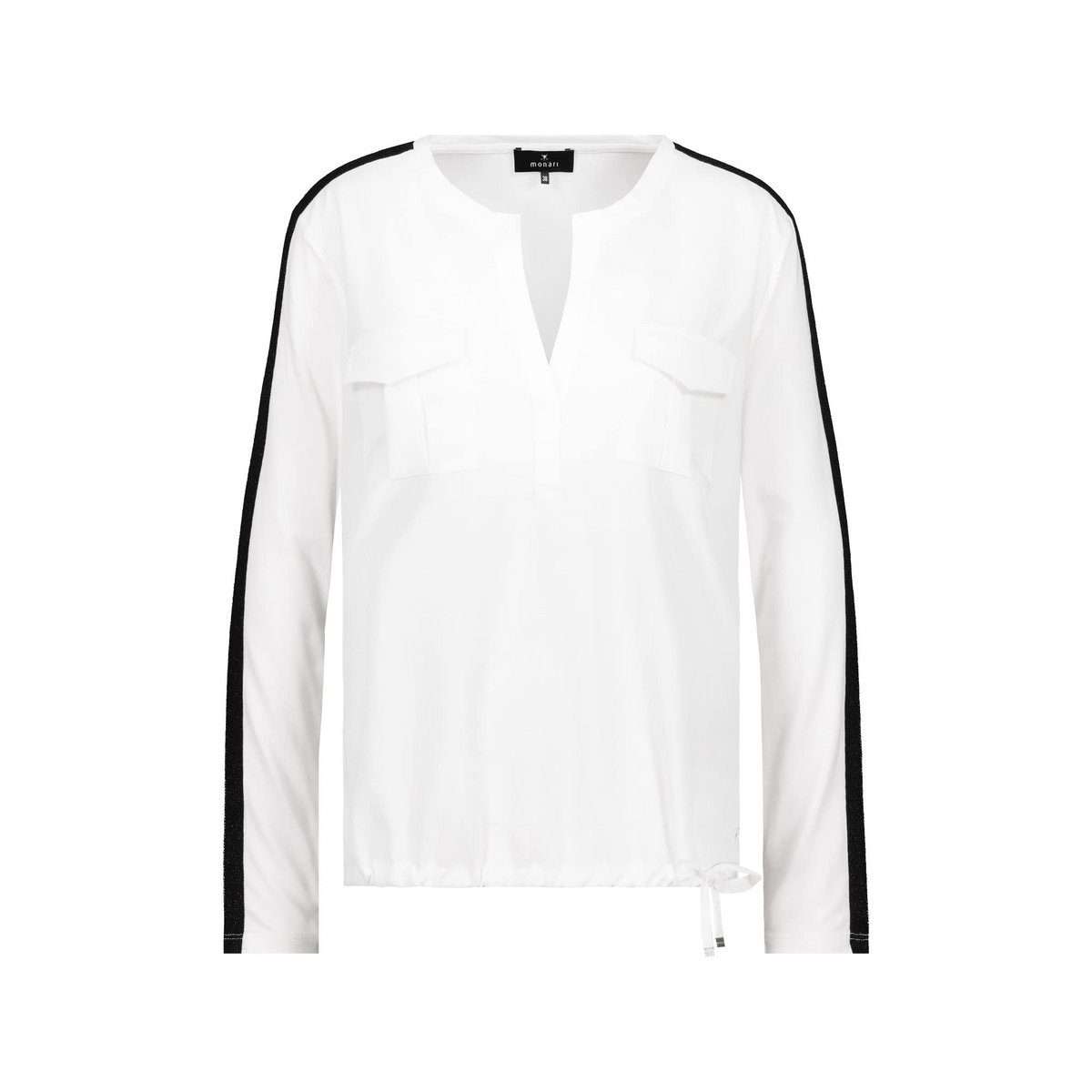 Блуза-блузка без шнуровки с контрастными полосками и карманами