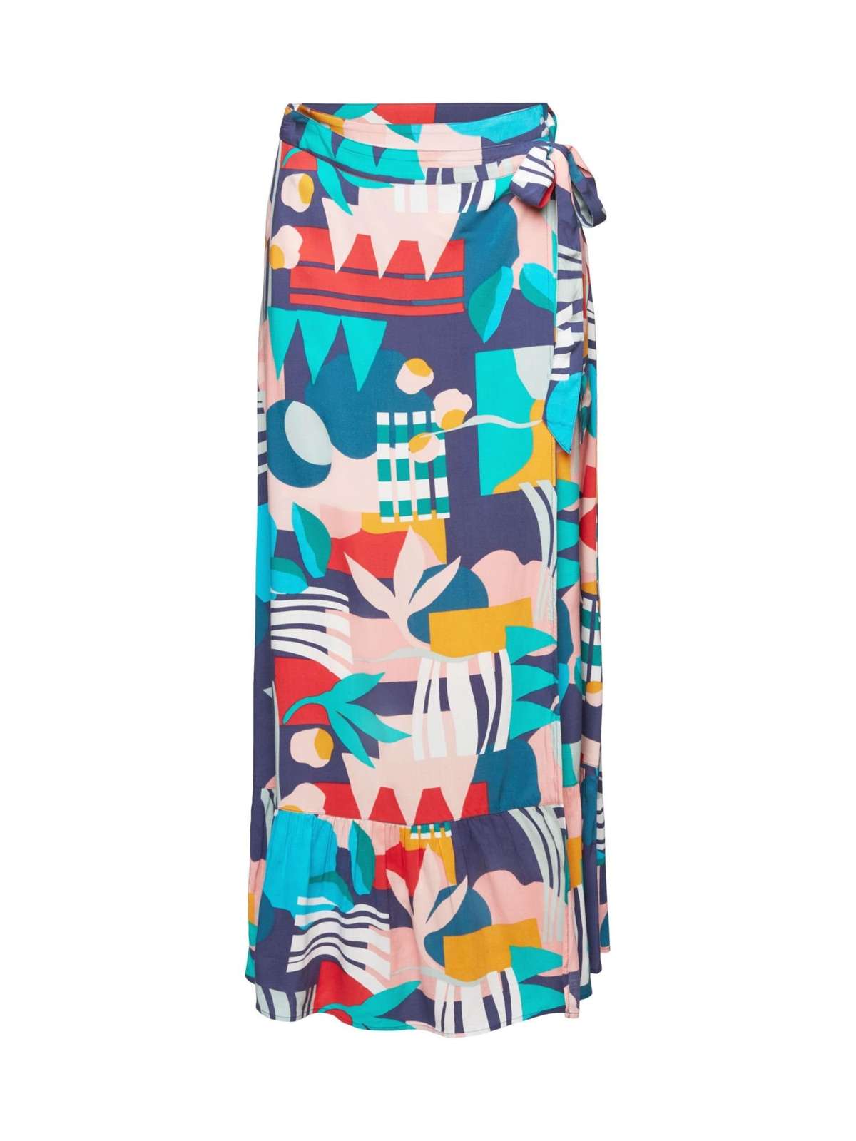Пляжная юбка с запахом и разноцветным принтом