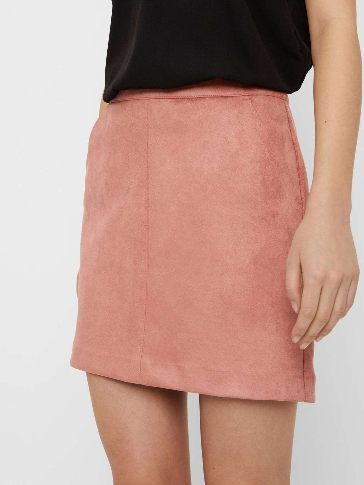 Летняя юбка велюровая мини-юбка из тонкого бархата Nicki SKIRT VMDONNADINA 5542 в розовом цвете-2