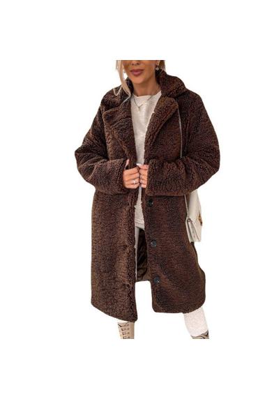 Зимнее пальто, куртка с длинными рукавами, женское пальто с лацканами, длинное пальто с плюшевым верхом