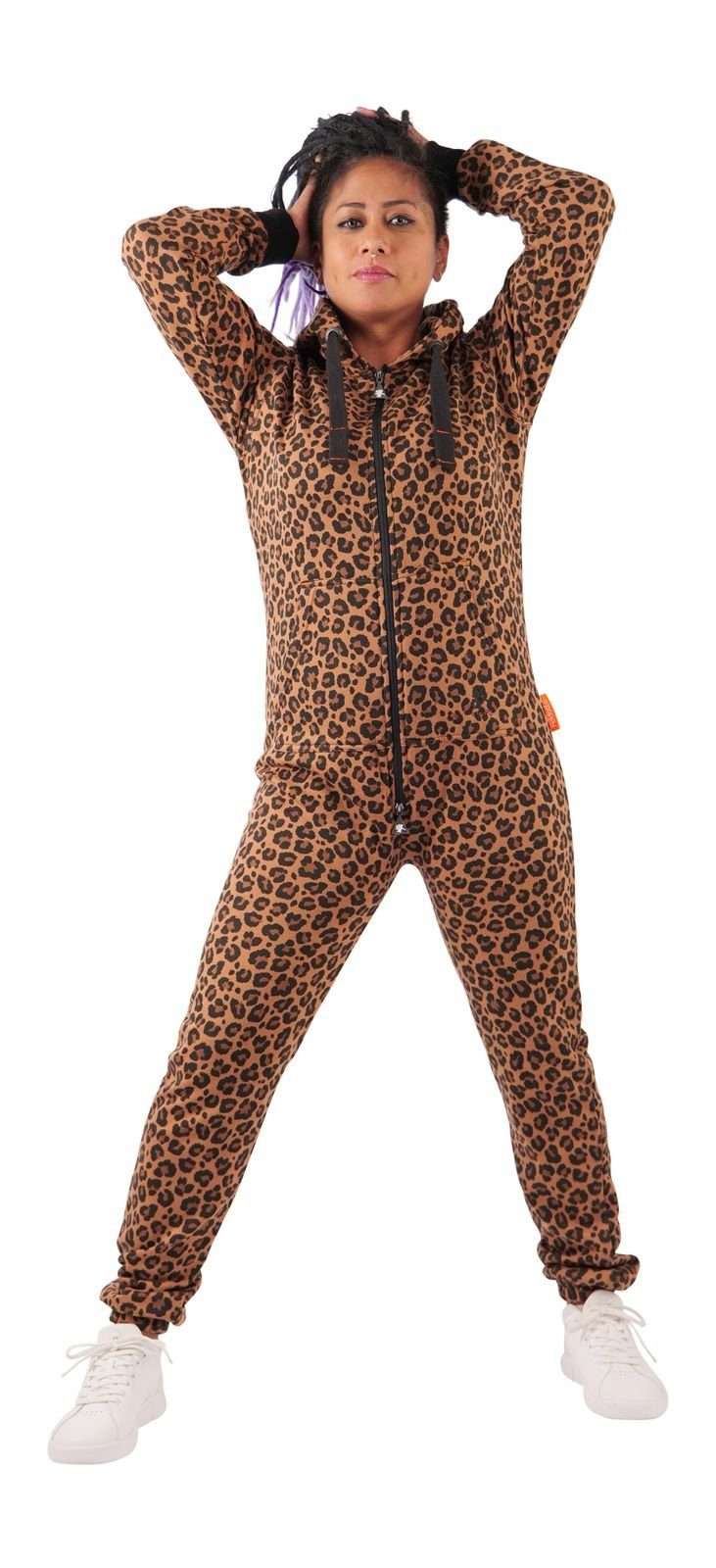 Женский леопардовый комбинезон (1 шт.) с капюшоном и боковыми карманами