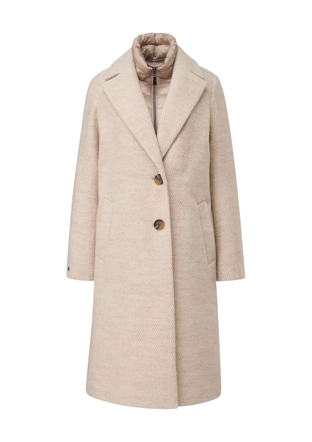 Длинное пальто из смесовой шерсти с фиксированной вставкой и фиксированной вставкой