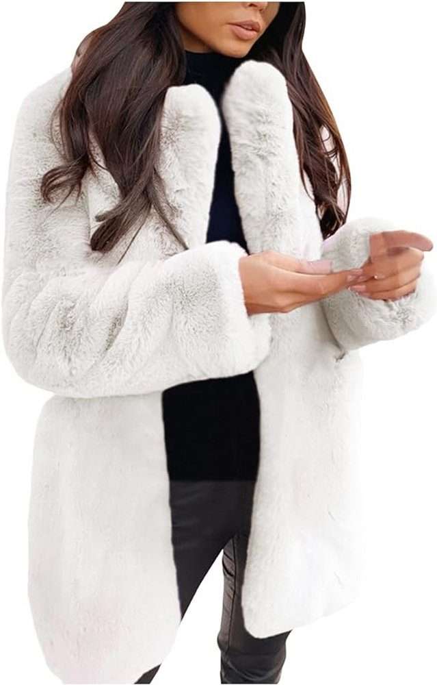 Пальто из искусственного меха женские теплые зимние пальто