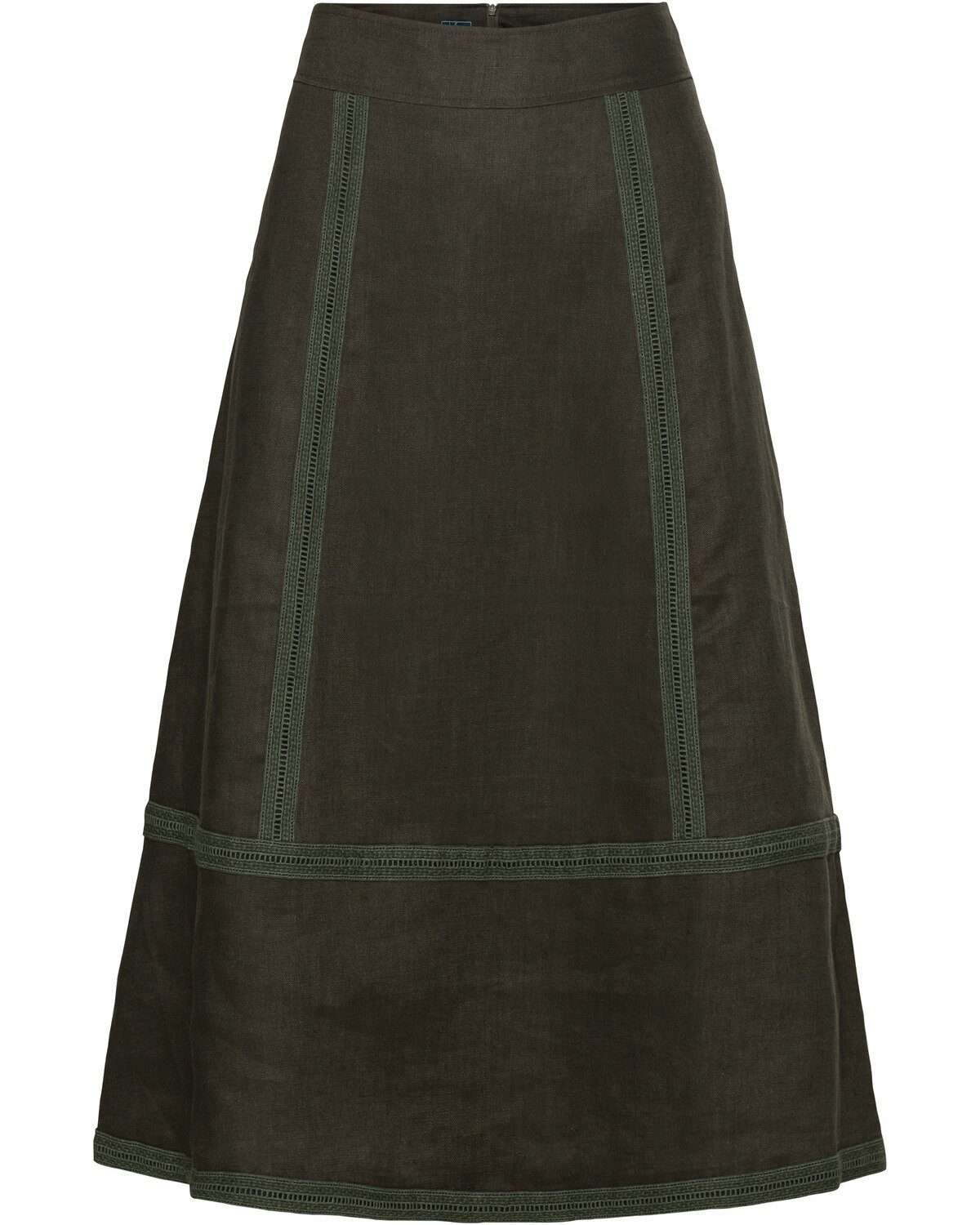 Традиционная льняная юбка с кружевом