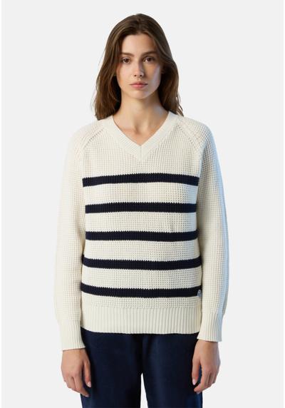 Вязаный свитер Полосатый свитер с V-образным вырезом Другое