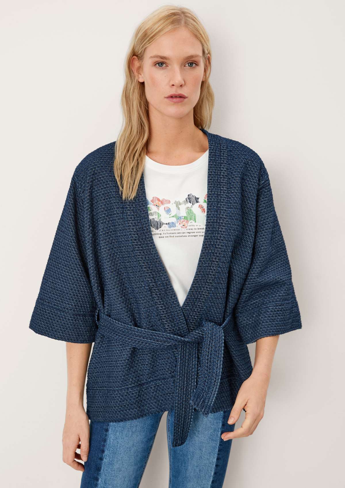 Функциональная жаккардовая куртка-кимоно