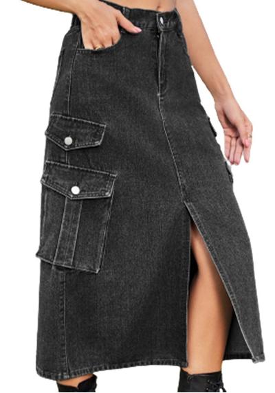 Джинсовая юбка Джинсовая юбка Повседневная джинсовая юбка с эластичным поясом и несколькими