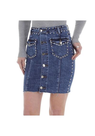 Джинсовая юбка женская для отдыха с заклепками, эластичная джинсовая юбка синего цвета