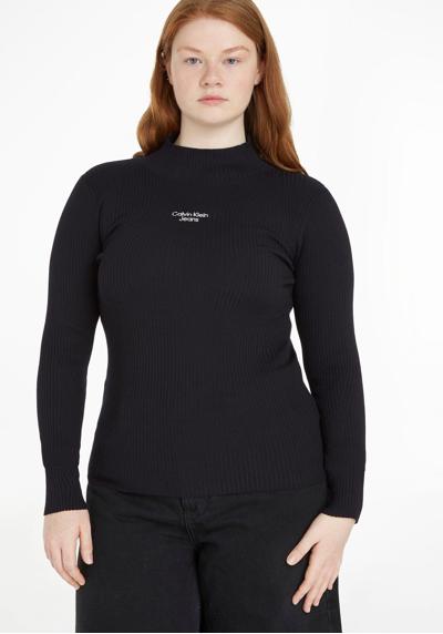 Вязаный свитер STACKED LOGO TIGHT SWEATER с логотипом бренда Calvin Klein на груди