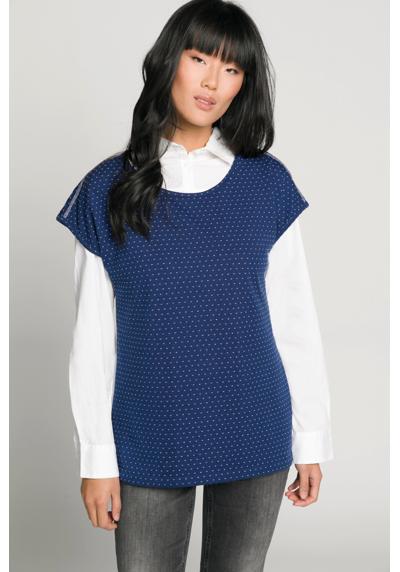 Толстовка двусторонний свитер в полоску в горошек с круглым вырезом без рукавов